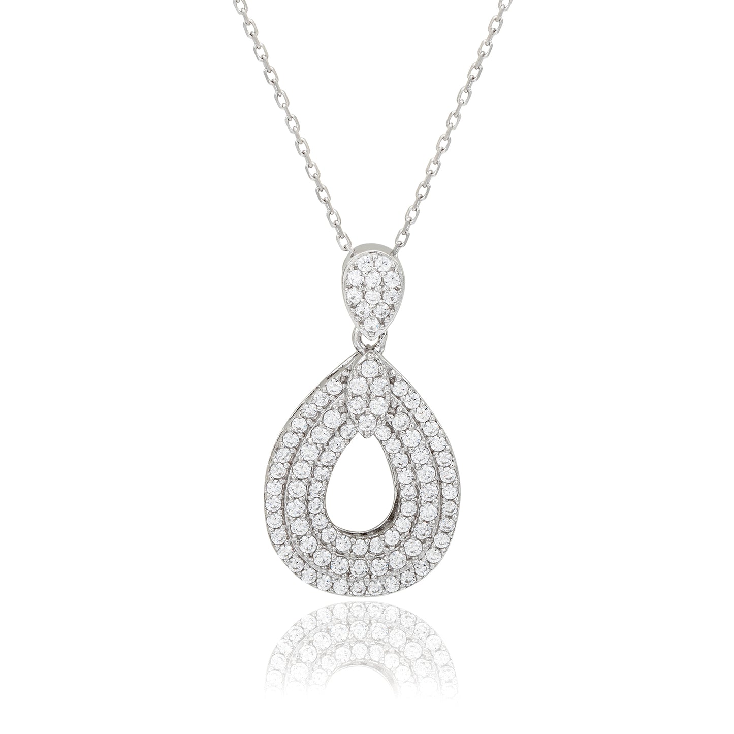 Suzy Levian Sterling Silver White Cubic Zirconia Teardrop Pendant