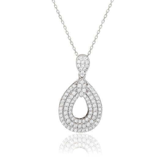 Suzy Levian Sterling Silver White Cubic Zirconia Teardrop Pendant