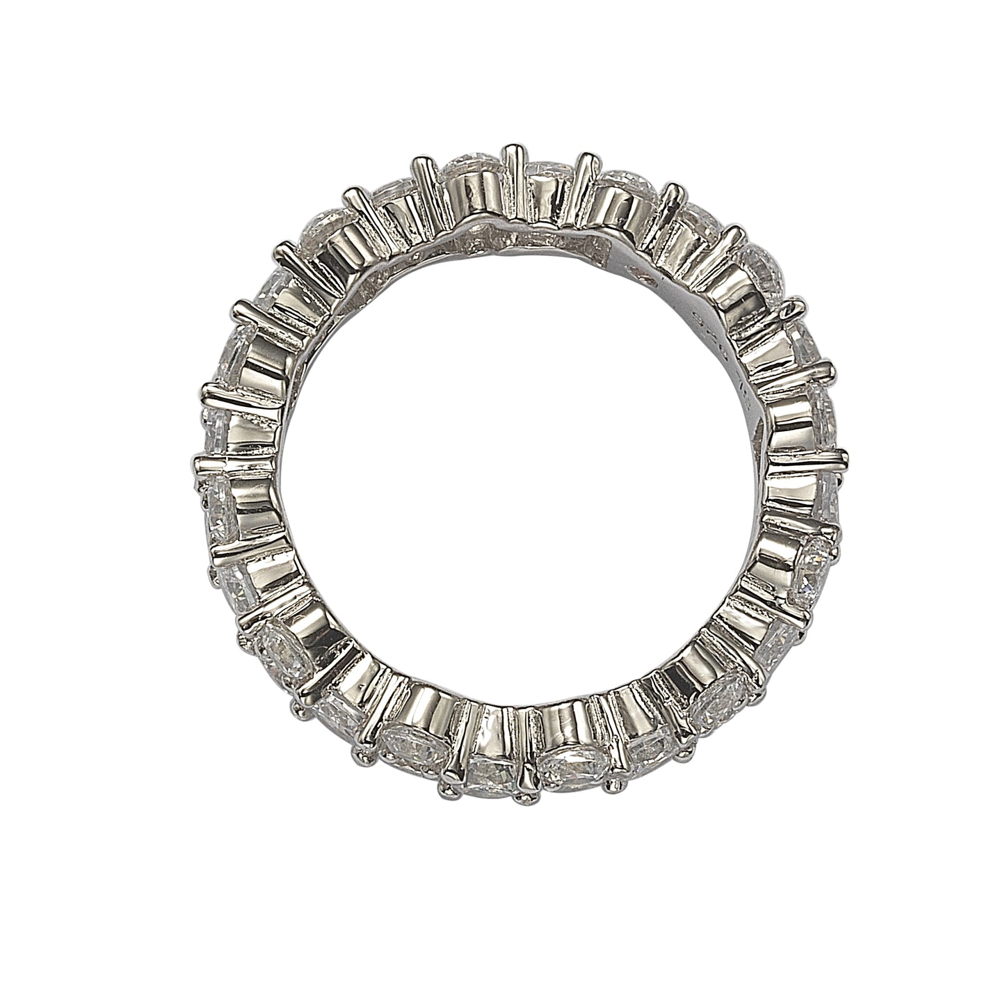 Suzy Levian Sterling Silver White Cubic Zirconia Round Cut Eternity Band