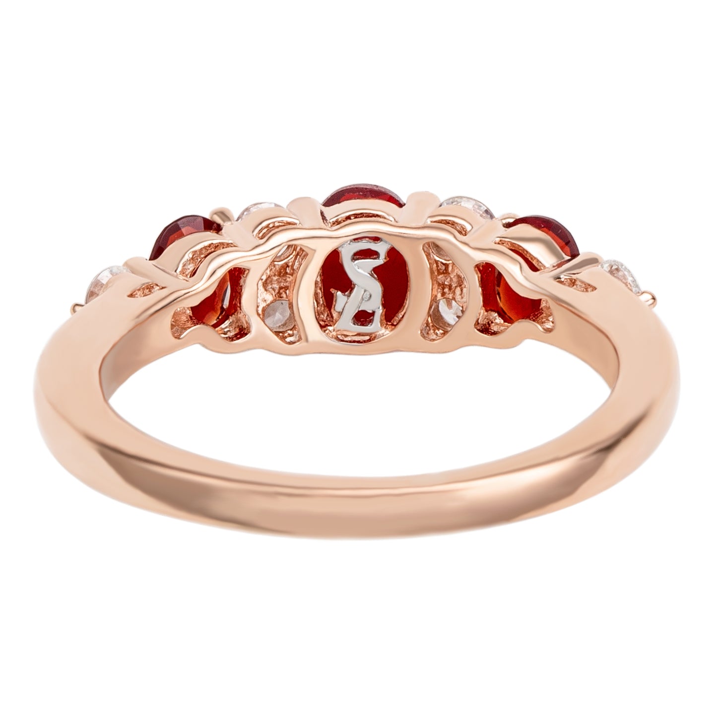 Suzy Levian Rose Sterling Silver Red White Cubic Zirconia Graduating Ring