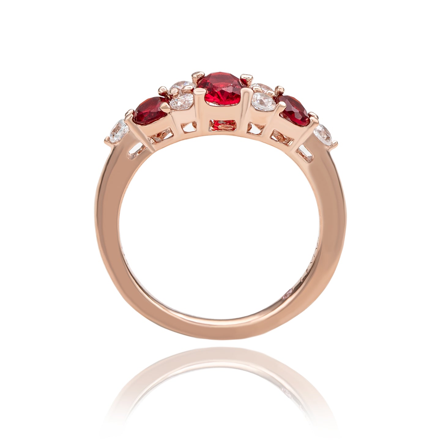 Suzy Levian Rose Sterling Silver Red White Cubic Zirconia Graduating Ring