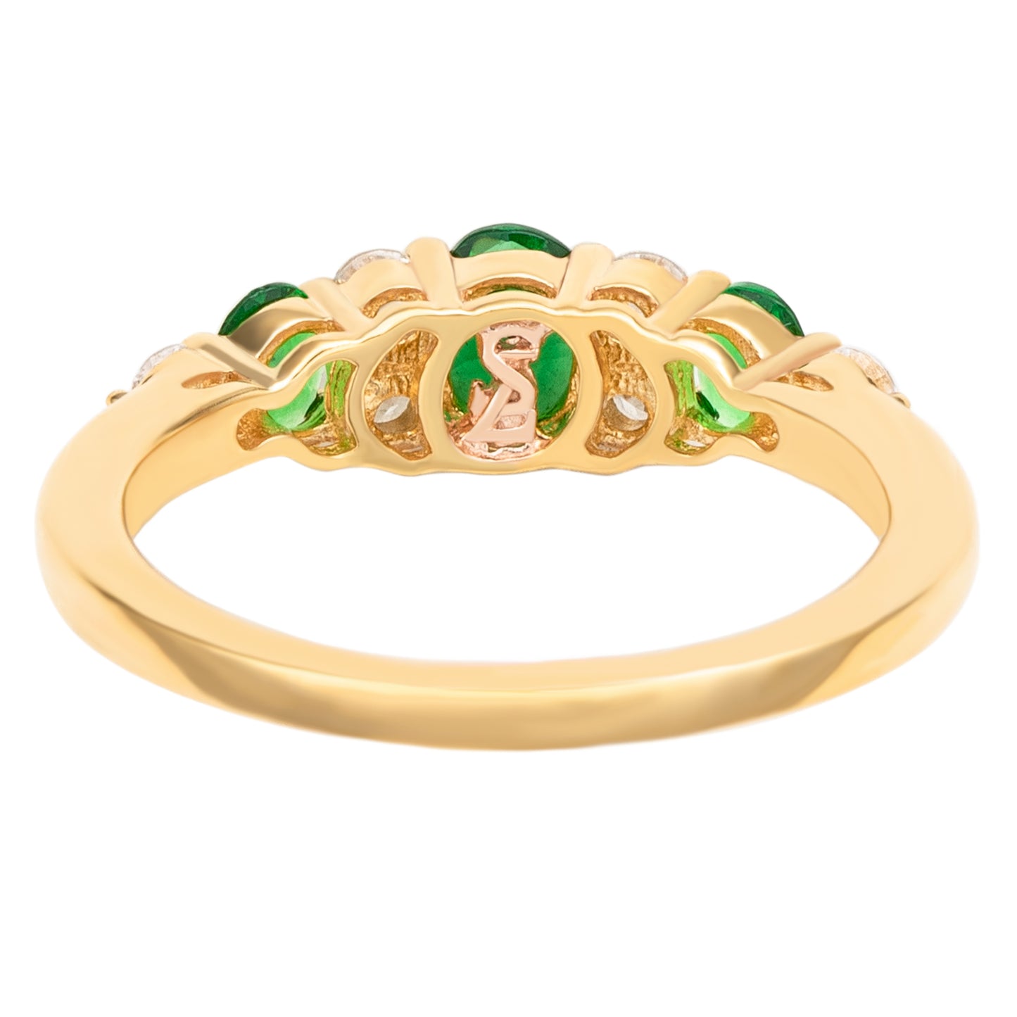 Suzy Levian Yellow Sterling Silver Green White Cubic Zirconia Graduating Ring