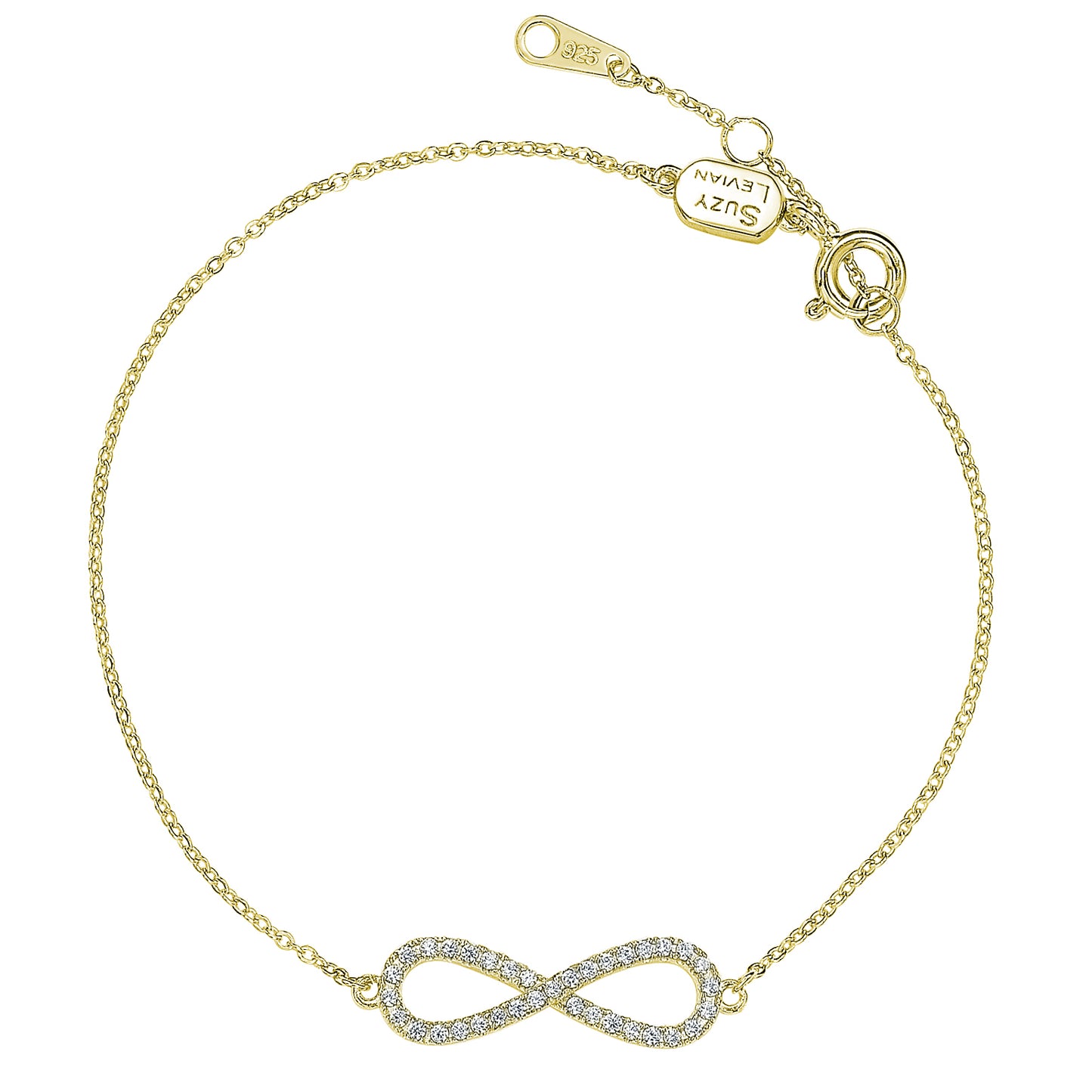 Suzy Levian 14K Yellow Gold .20 cttw Diamond Infinity Solitaire Bracelet