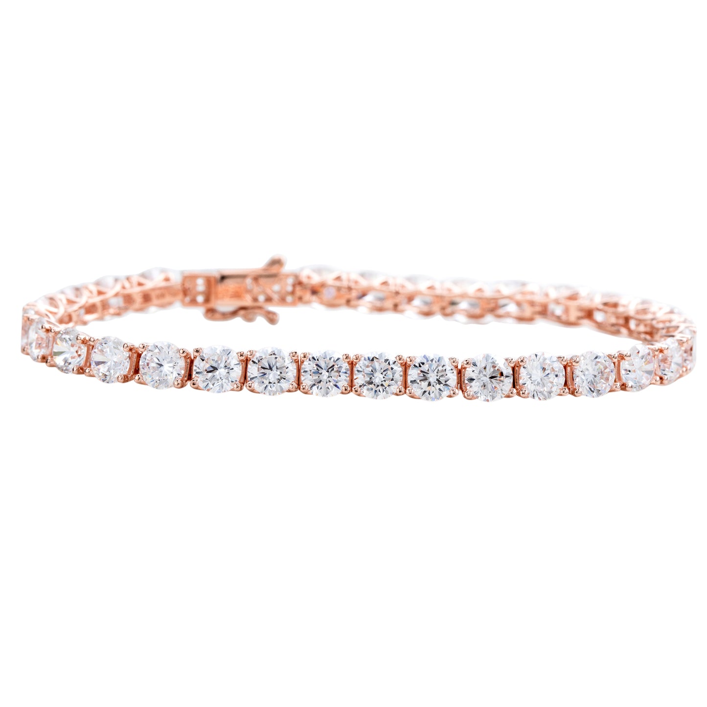 Suzy Levian 15cttw Cubic Zirconia Rose Sterling Silver 7 inch Crossing Tennis Bracelet