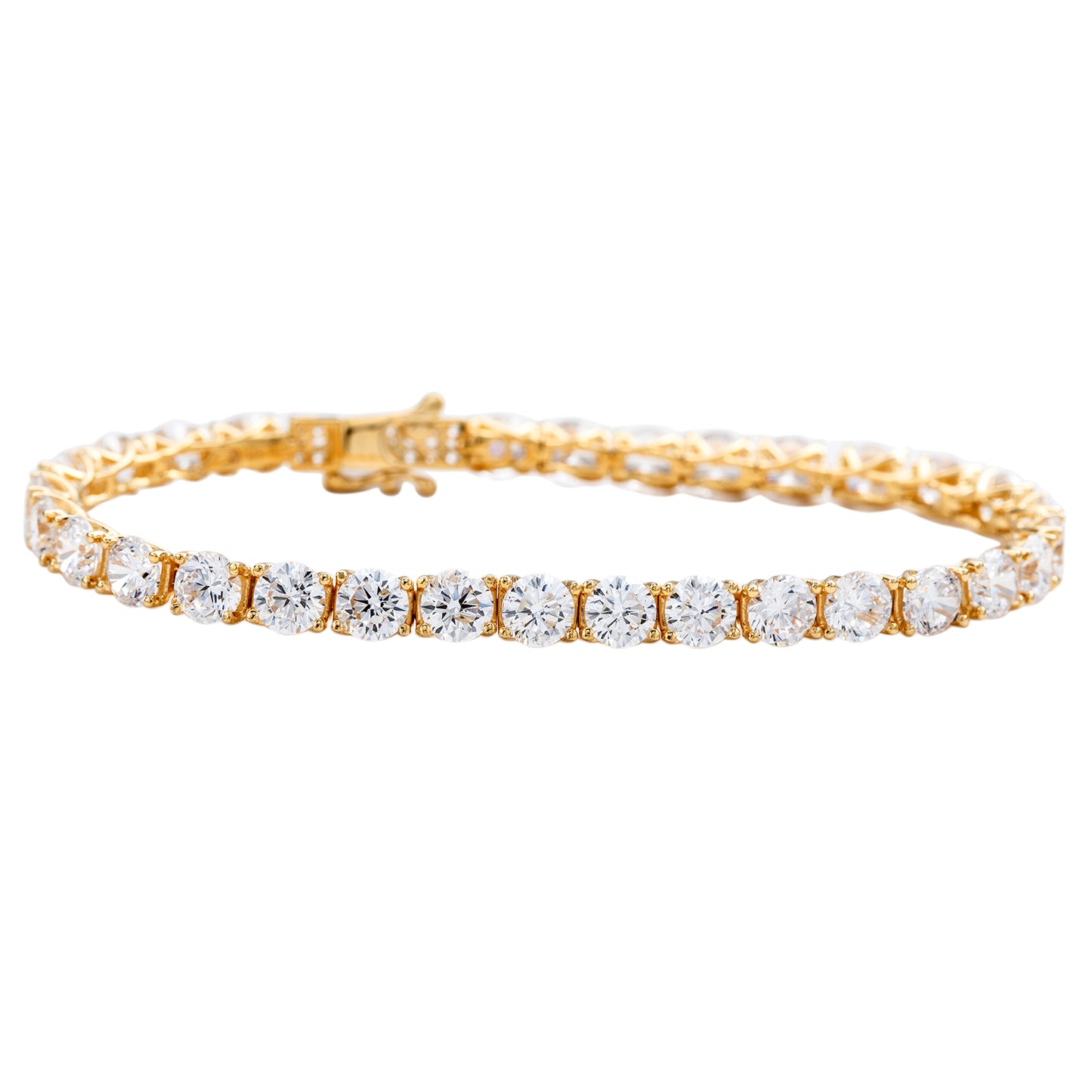 Suzy Levian 15cttw Cubic Zirconia Yellow Sterling Silver 7 inch Crossing Tennis Bracelet