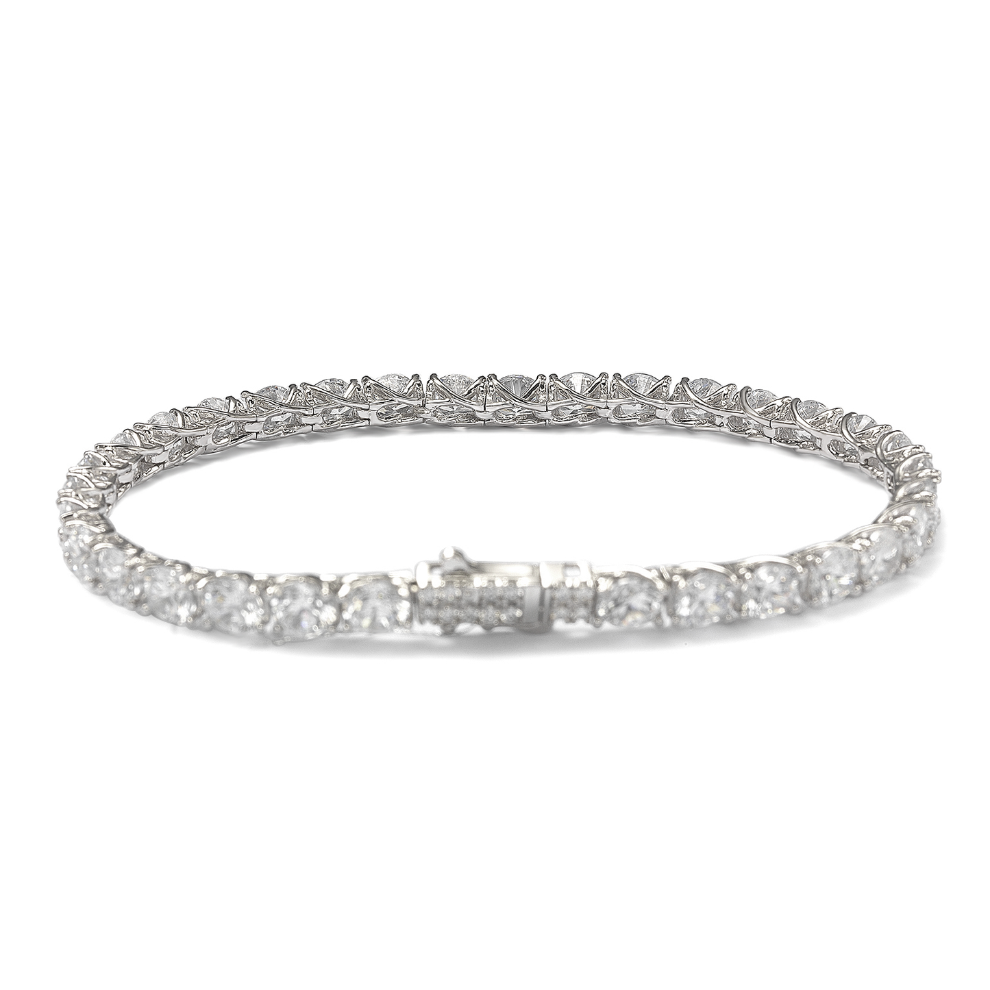 Suzy Levian 15cttw Cubic Zirconia Sterling Silver 7 inch Crossing Tennis Bracelet