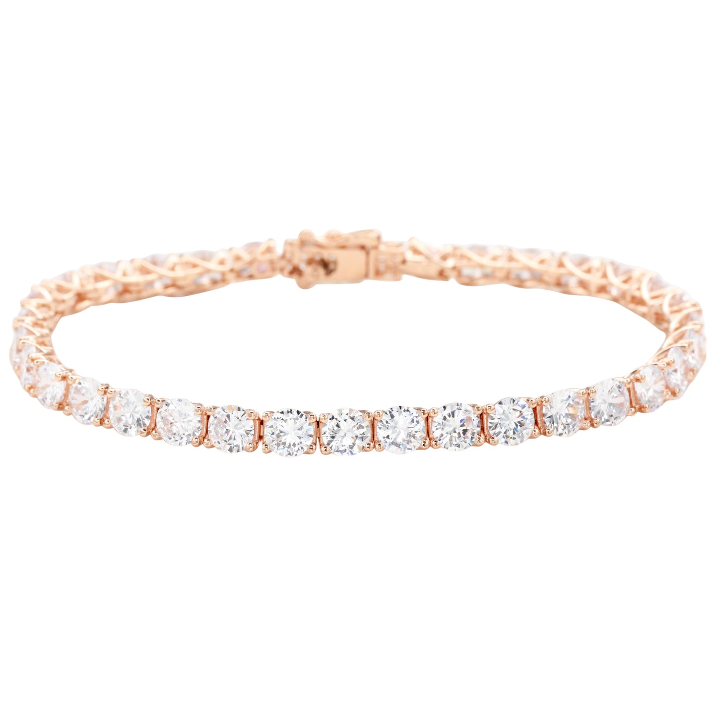 Suzy Levian 15cttw Cubic Zirconia Rose Sterling Silver 7 inch Crossing Tennis Bracelet