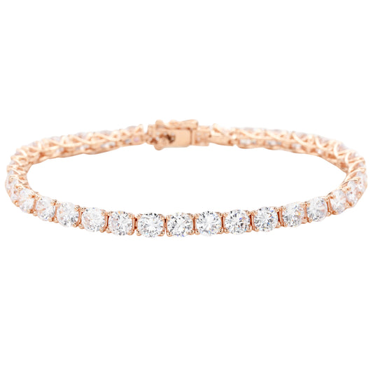 Suzy Levian 15cttw Cubic Zirconia Rose Sterling Silver 7 inch Crossing Tennis Bracelet