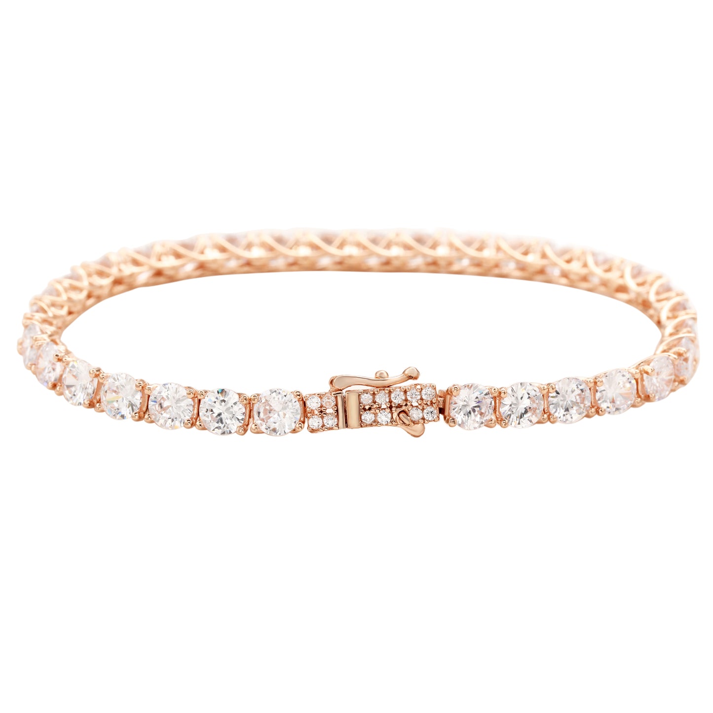 Suzy Levian 15cttw Cubic Zirconia Rose Sterling Silver 7 inch Crossing Tennis Bracelet