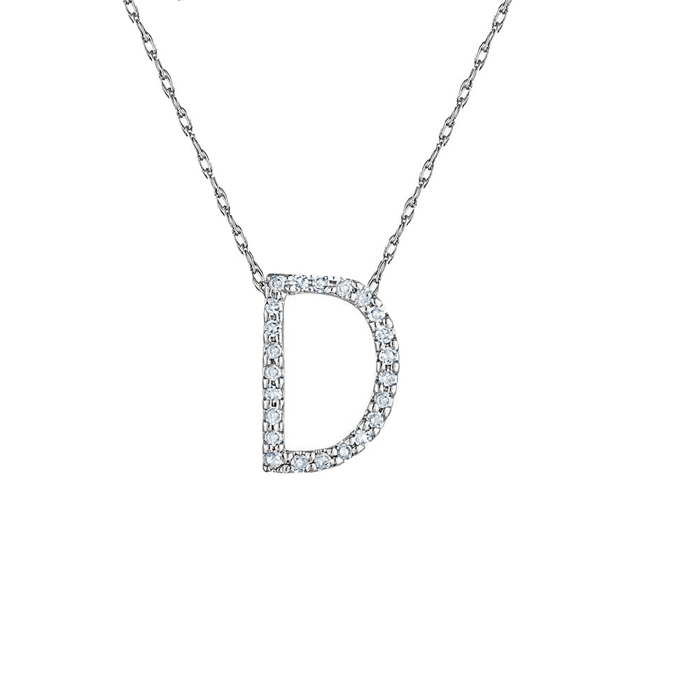 Suzy Levian 14K White Gold 0.10 ctw Diamond Letter Initial Necklace