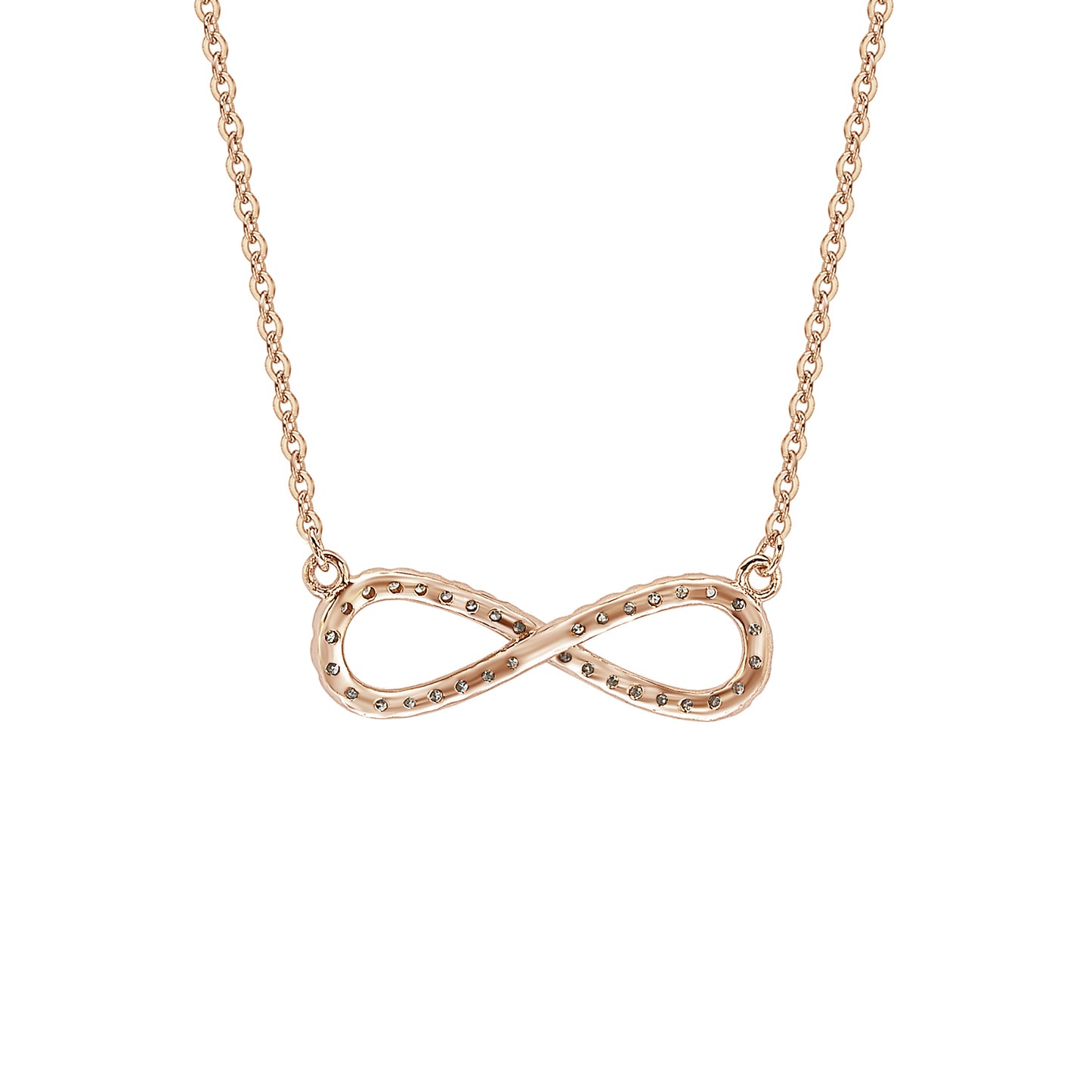 Suzy Levian 14K Rose Gold .20 cttw Diamond Infinity Solitaire Necklace