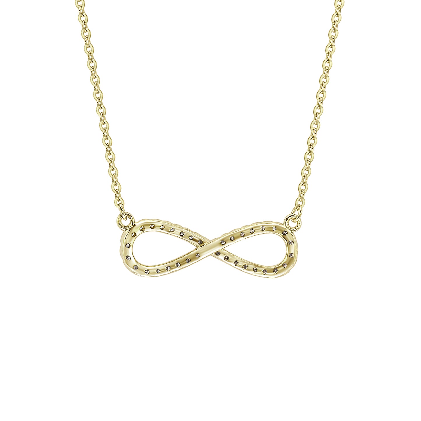 Suzy Levian 14K Yellow Gold .20 cttw Diamond Infinity Solitaire Necklace