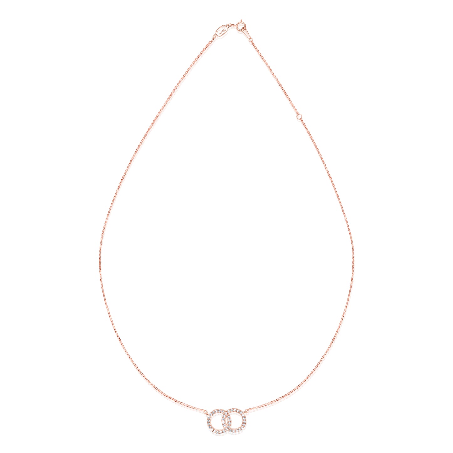 Suzy Levian 14K Rose Gold .48 cttw Diamond Interlocking Circle Solitaire Necklace