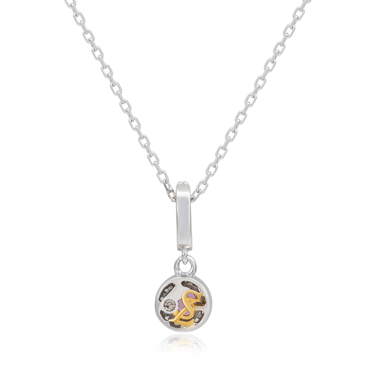Suzy Levian Sterling Silver Pink Sapphire and diamond accent Pendant Necklace