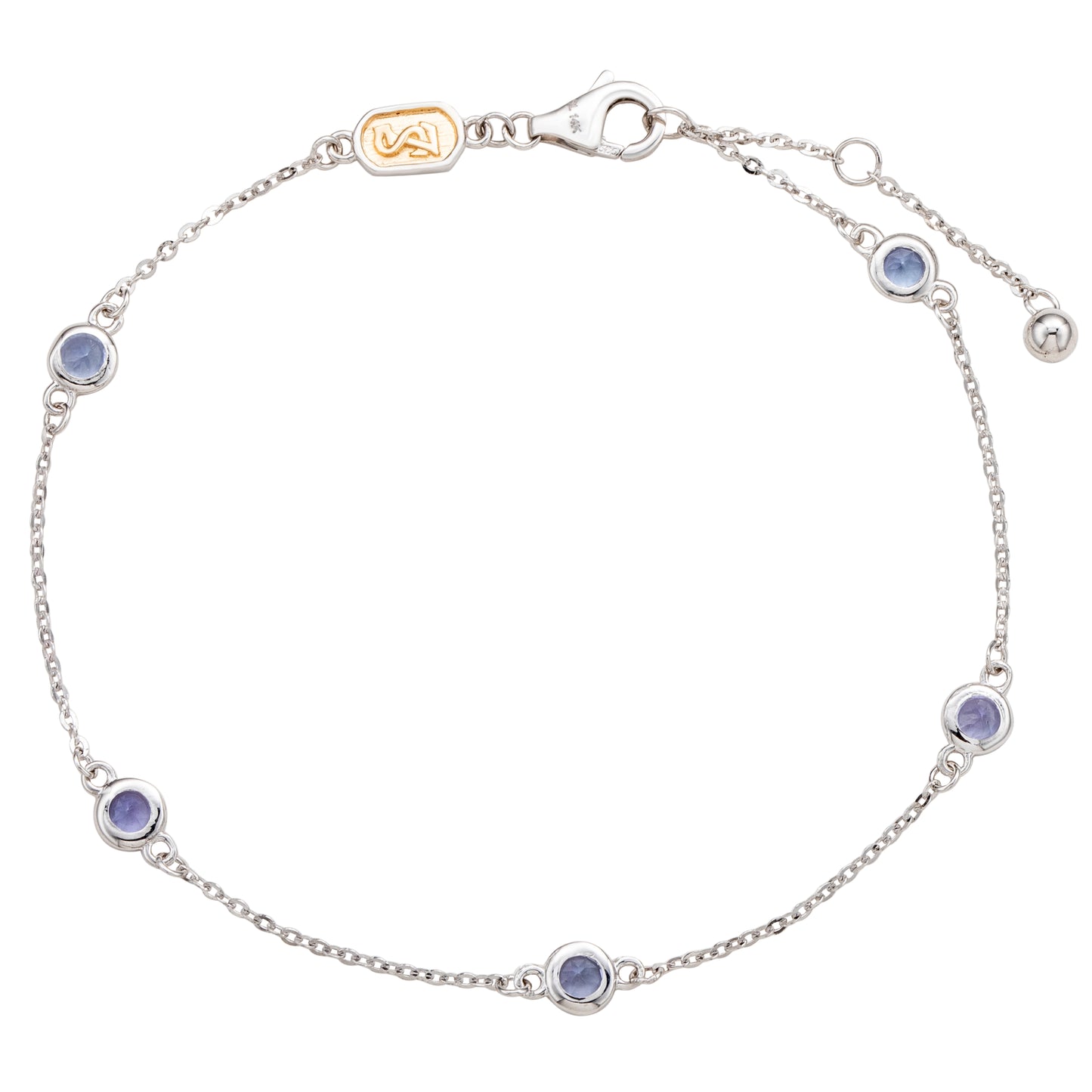 Suzy Levian 14K White Gold .55 Cttw Round Cut Tanzanite Station Bracelet