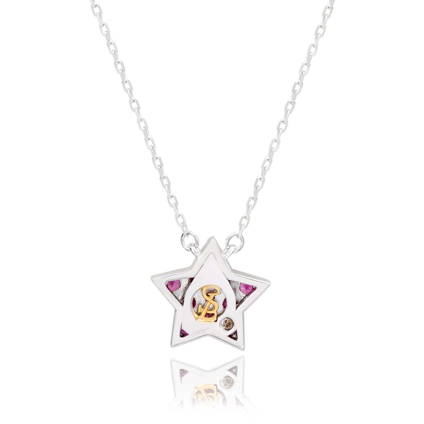 Suzy Levian Sterling Silver Pink Sapphire & Diamond Accent Star Necklace