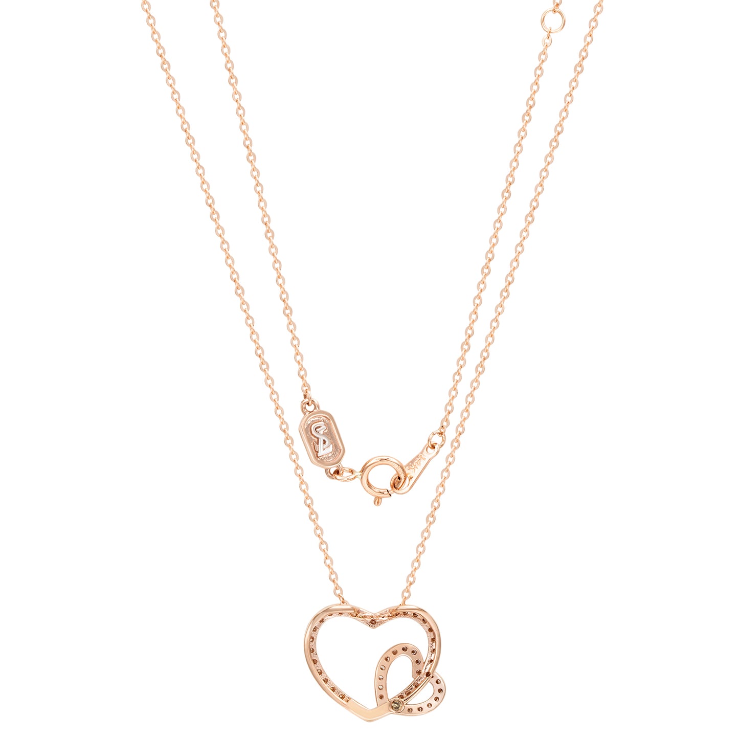 Suzy Levian 14K Rose Gold & .35cttw Diamond Double Heart Pendant