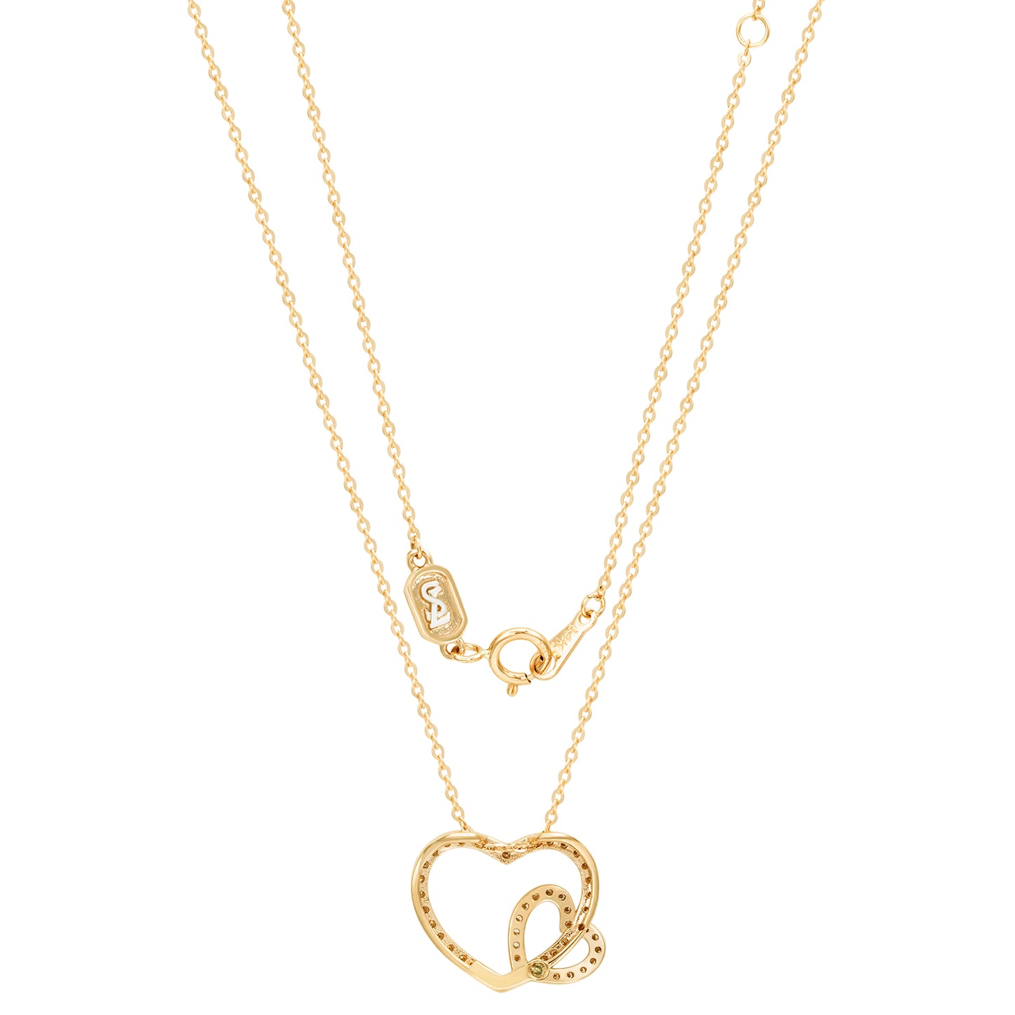 Suzy Levian 14K Yellow Gold & .35cttw Diamond Double Heart Pendant