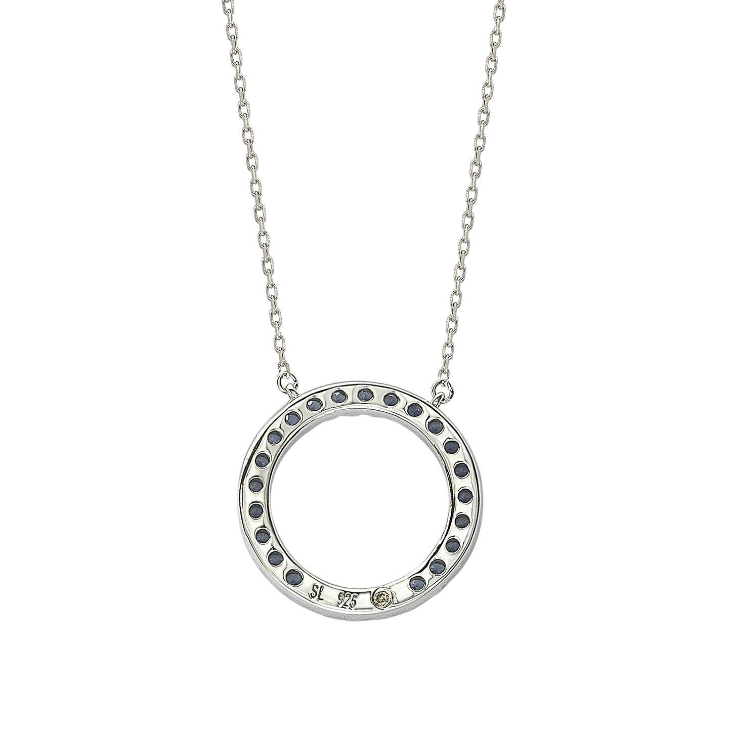 Suzy Levian Sterling Silver Blue Cubic Zirconia Circle Pendant