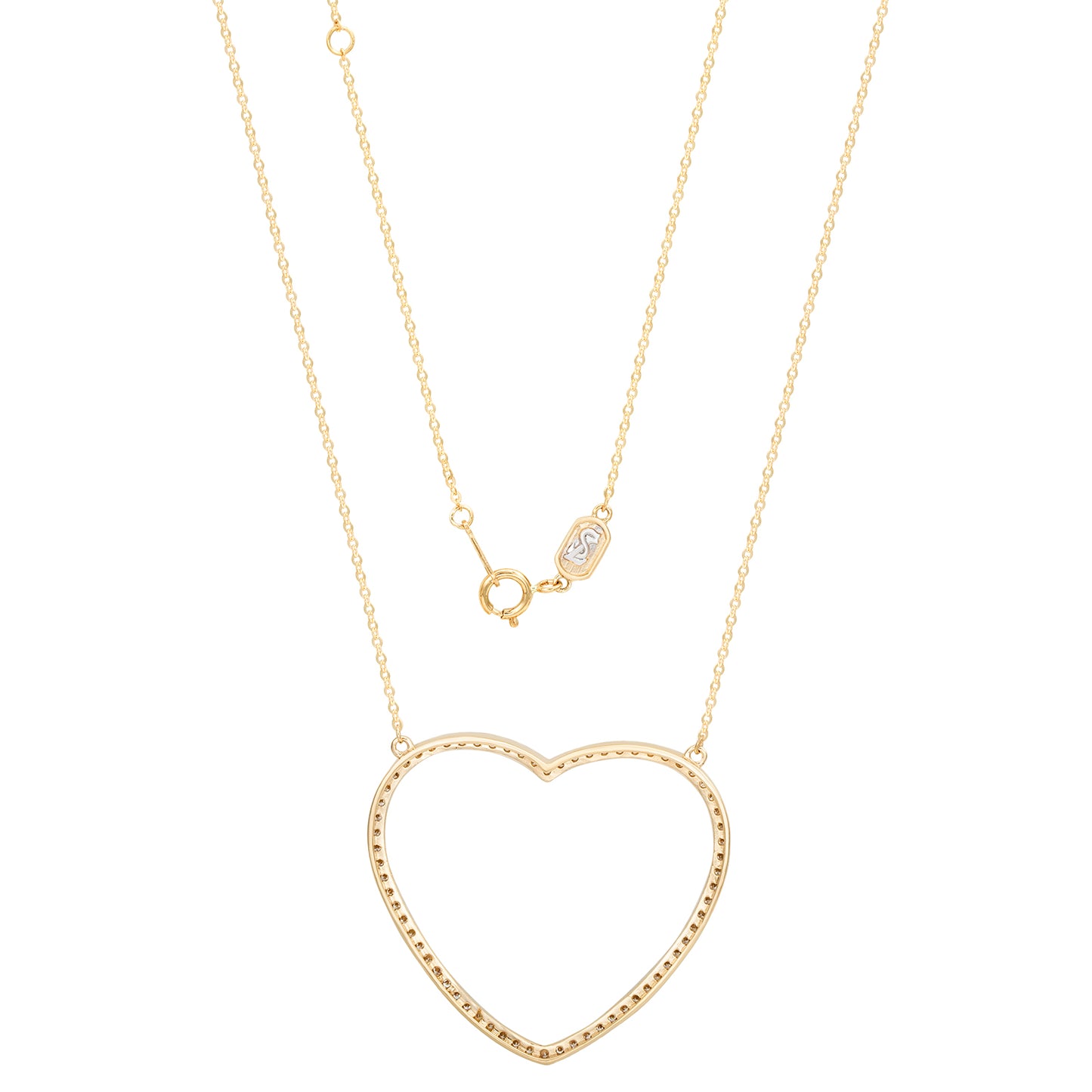 Suzy Levian 14K Yellow Gold & .70cttw Diamond Large Heart Pendant