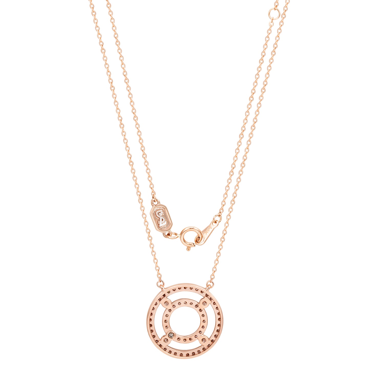 Suzy Levian 14K Rose Gold 0.75 ctw Diamond Double Circle Necklace