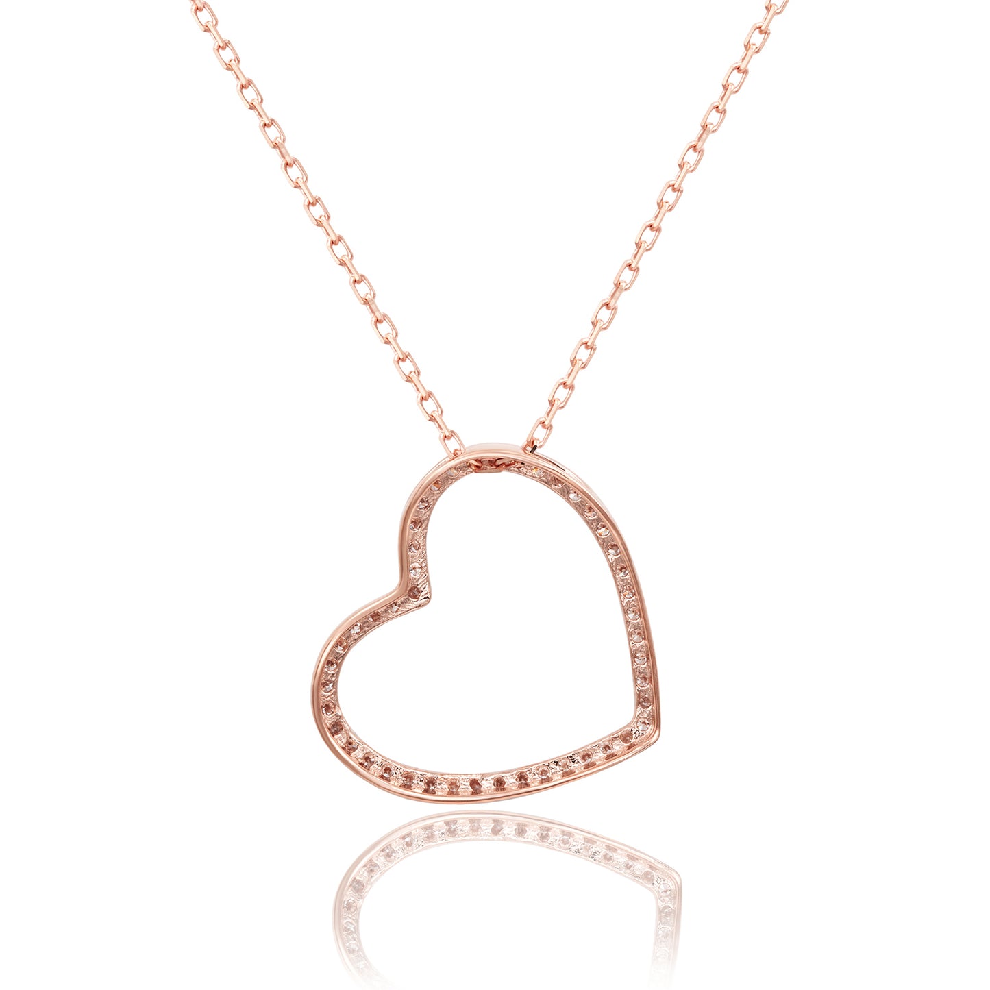 Suzy Levian 14K Rose Gold 0.25 cttw Diamond Heart Necklace