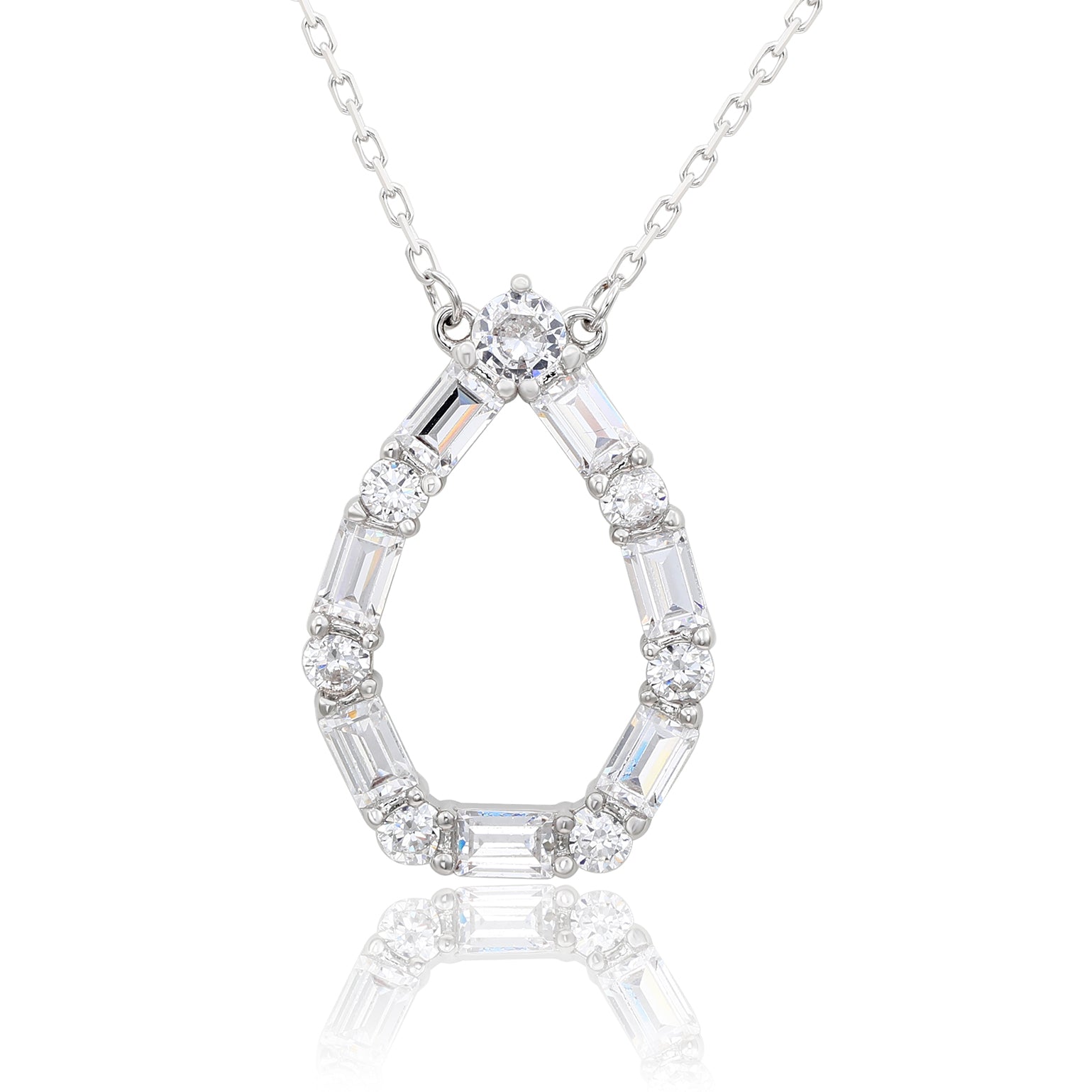 Suzy Levian Sterling Silver White Cubic Zirconia Alternating Pear