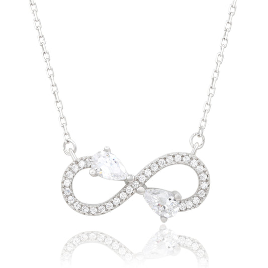 Suzy Levian Sterling Silver White Cubic Zirconia Infinity Multi-cut Necklace