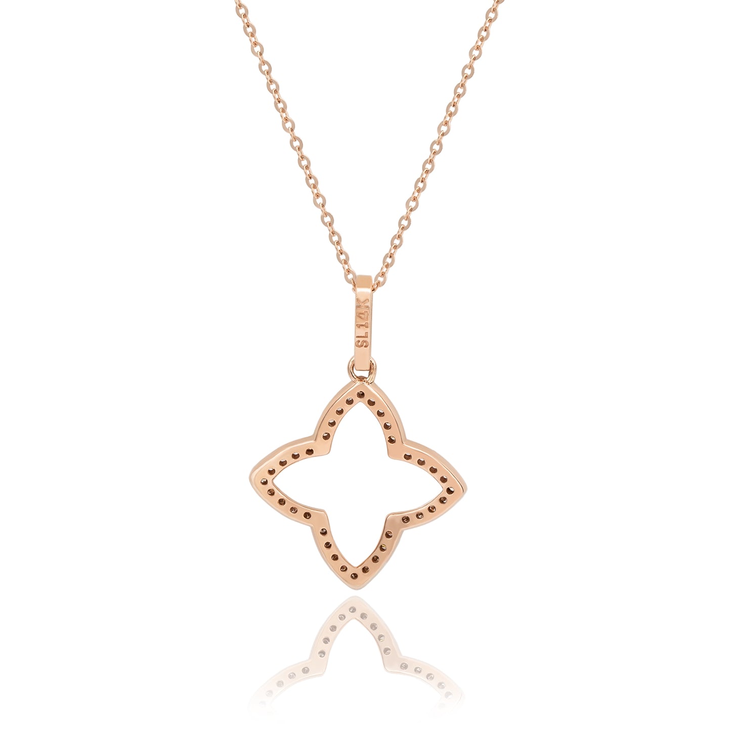Suzy Levian 14K Rose Gold .30ttw Diamond Clover Pendant