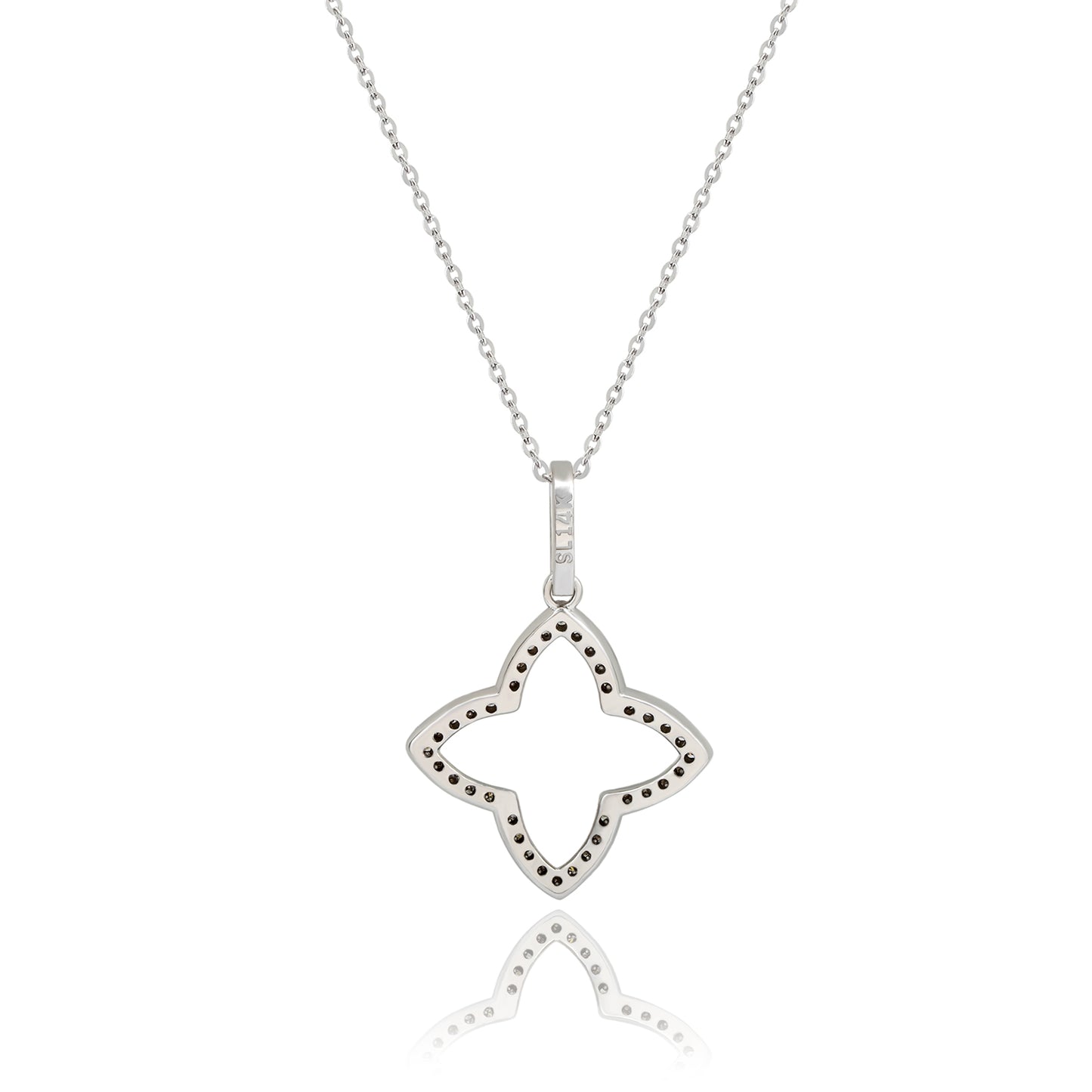 Suzy Levian 14K White Gold .30ttw Diamond Clover Pendant