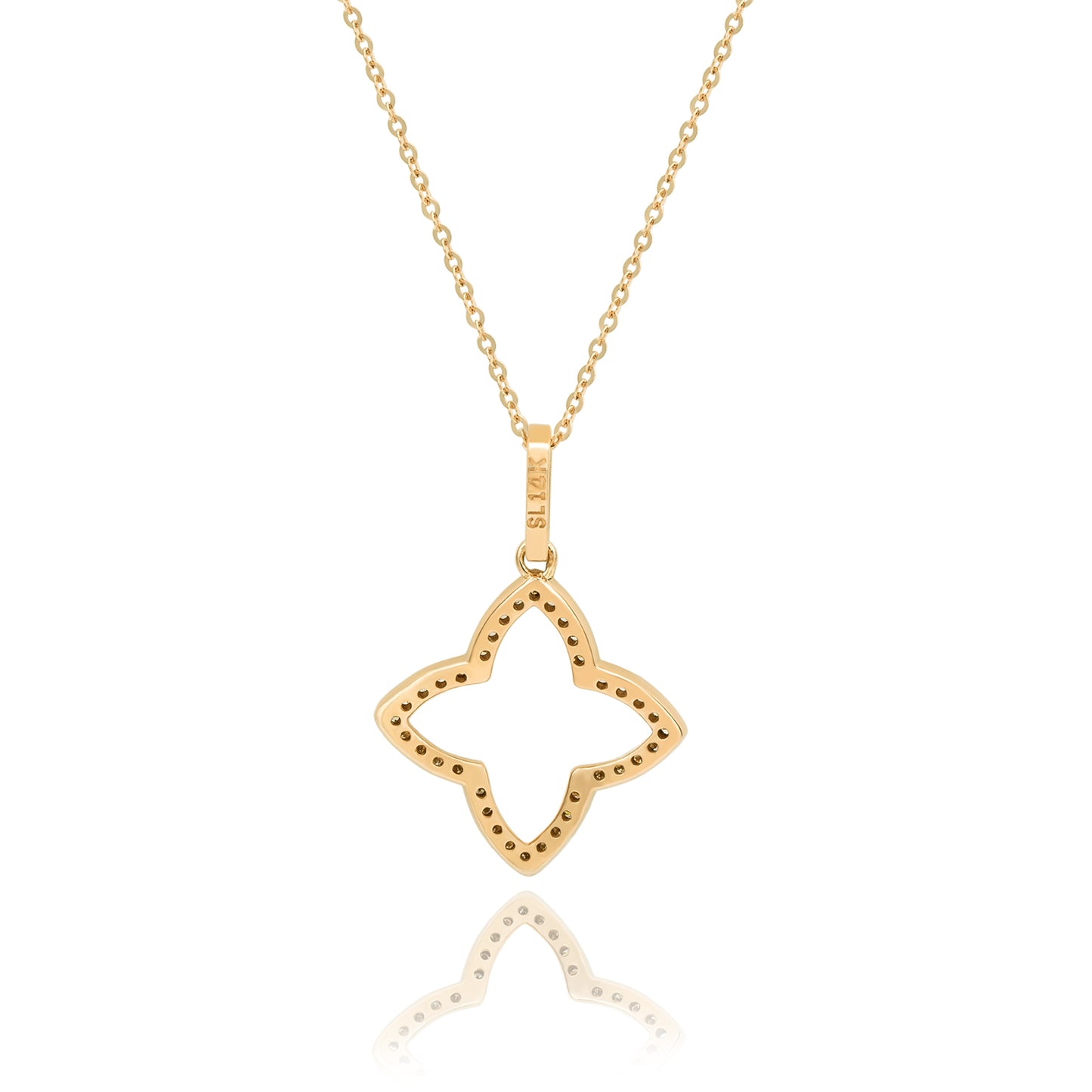 Suzy Levian 14K Yellow Gold .30ttw Diamond Clover Pendant