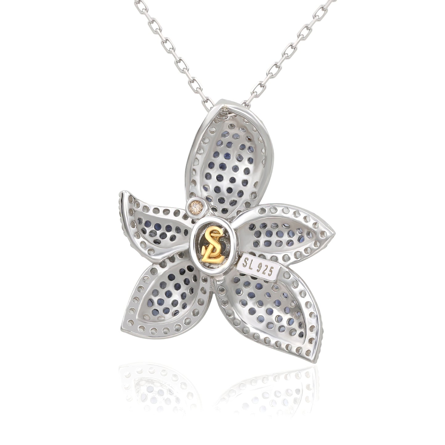 Suzy Levian Sterling Silver Blue Sapphire & Diamond Accent Flower Pendant