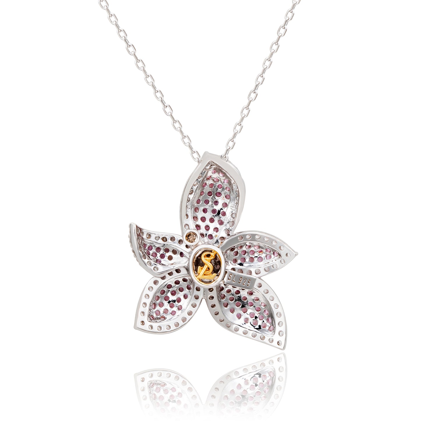 Suzy Levian Sterling Silver Pink Sapphire & Diamond Accent Flower Pendant
