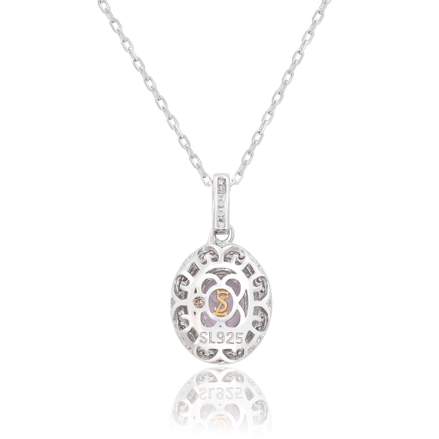 Suzy Levian Sterling Silver Oval Cut Purple Amethyst And Pink Sapphire Accent Pendant
