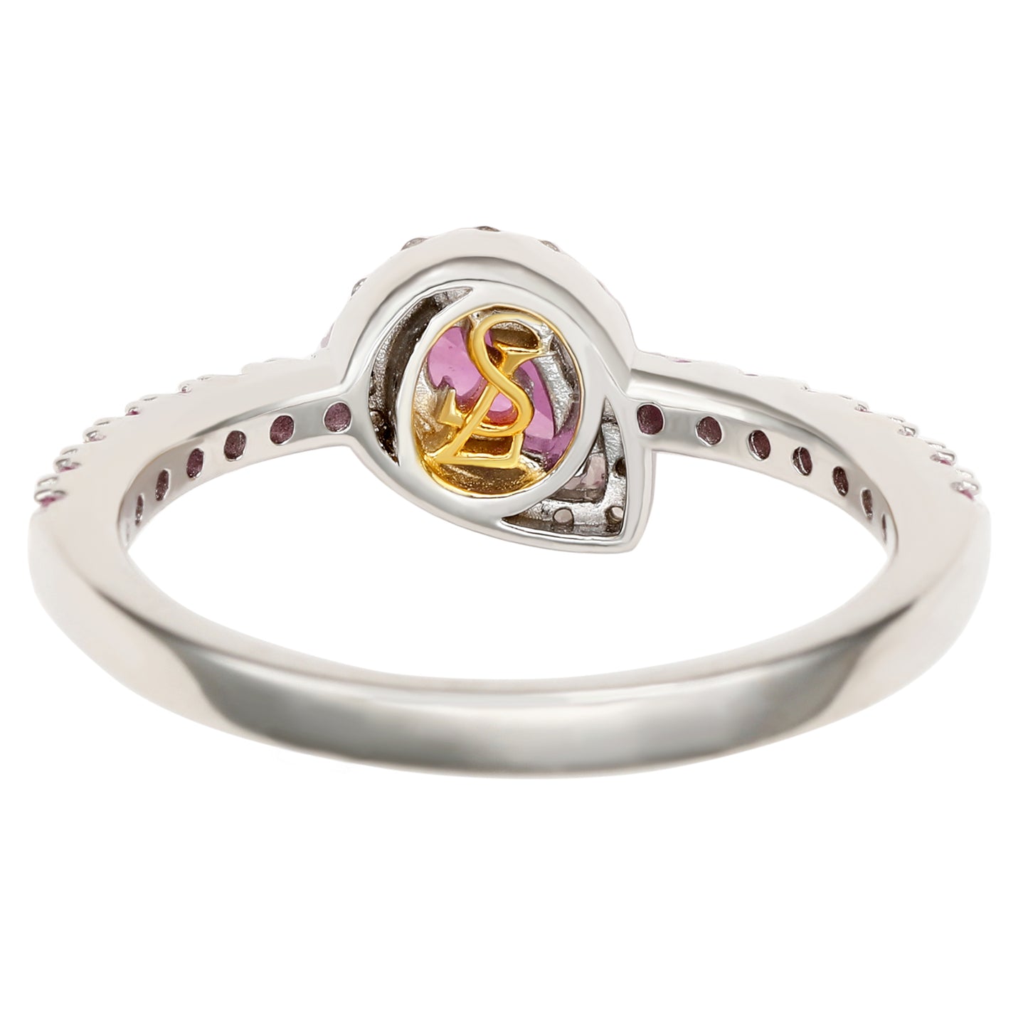 Suzy Levian Sterling Silver Pink & White Sapphire Pear Shape Petite Ring