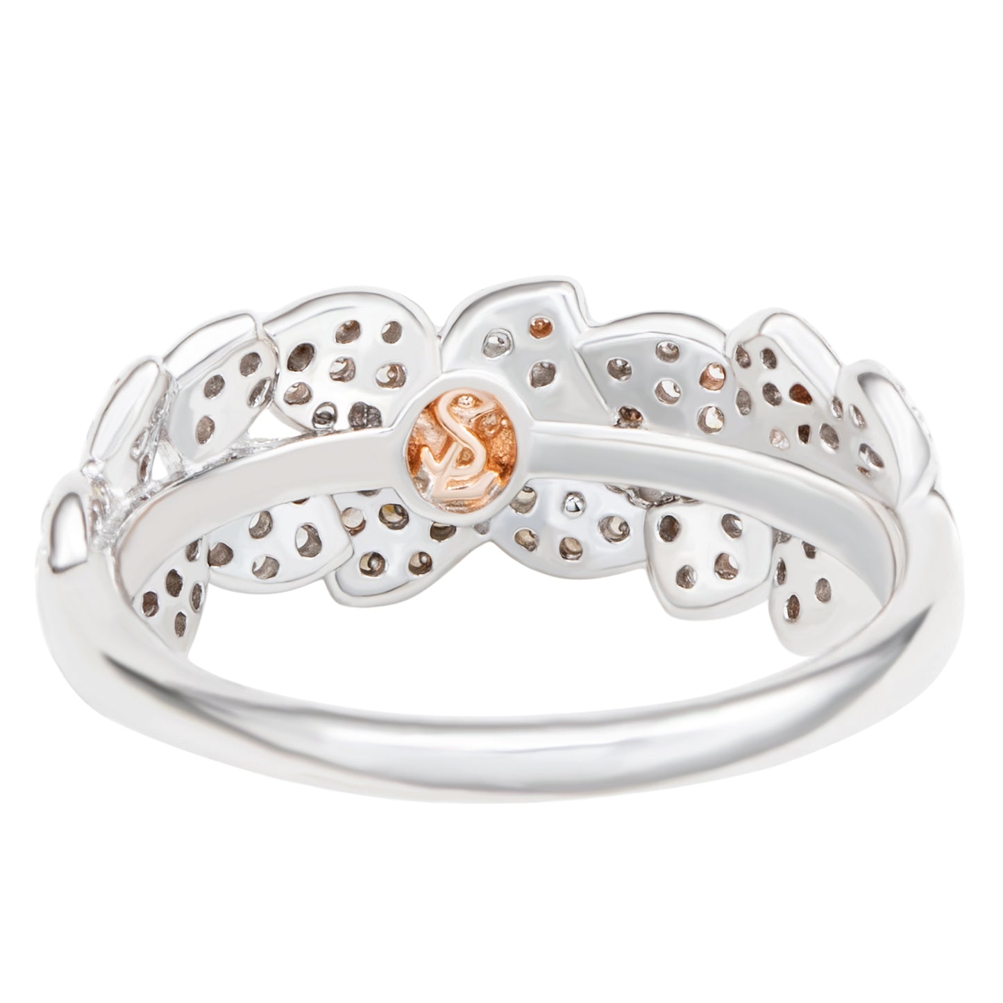 Suzy Levian Sterling Silver Cubic Zirconia Multi Flower Band Ring