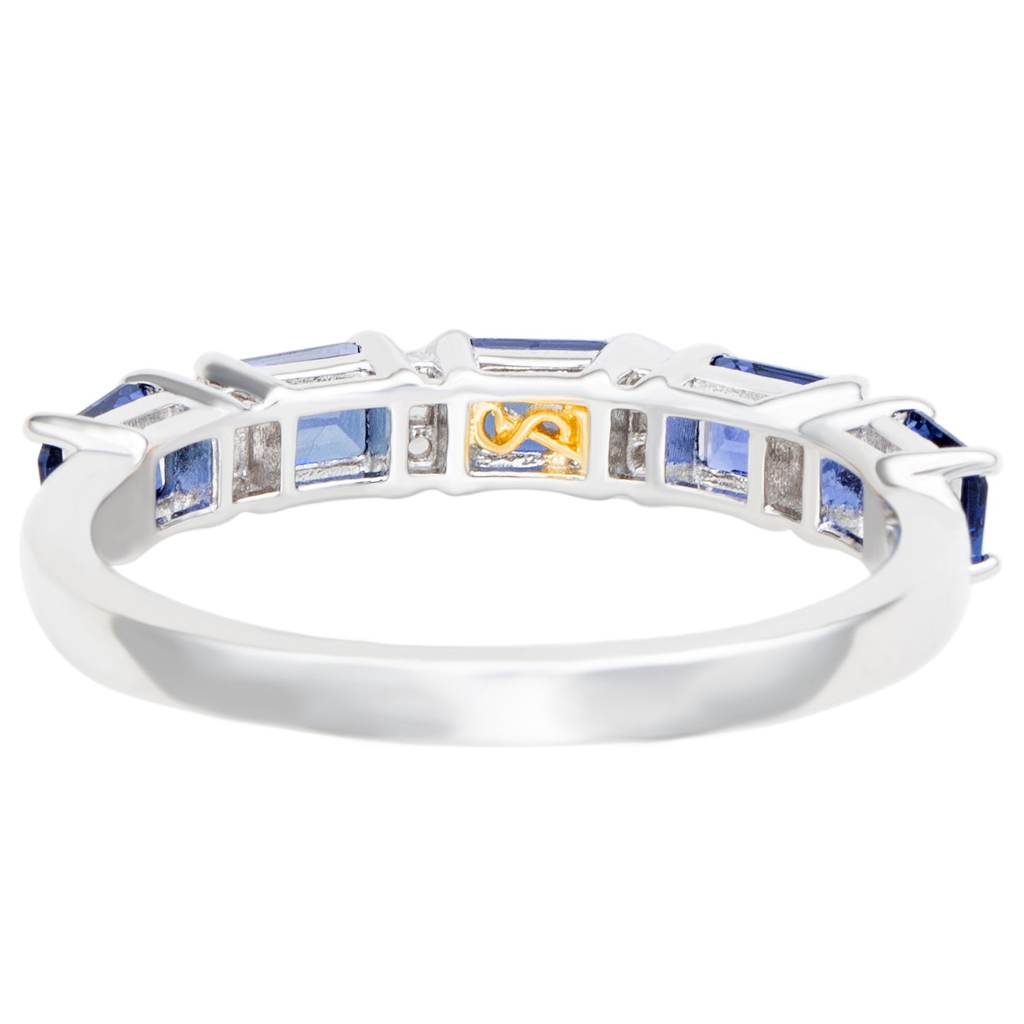 Suzy Levian Sterling Silver Sapphire and Diamond Accent Half Eternity Band