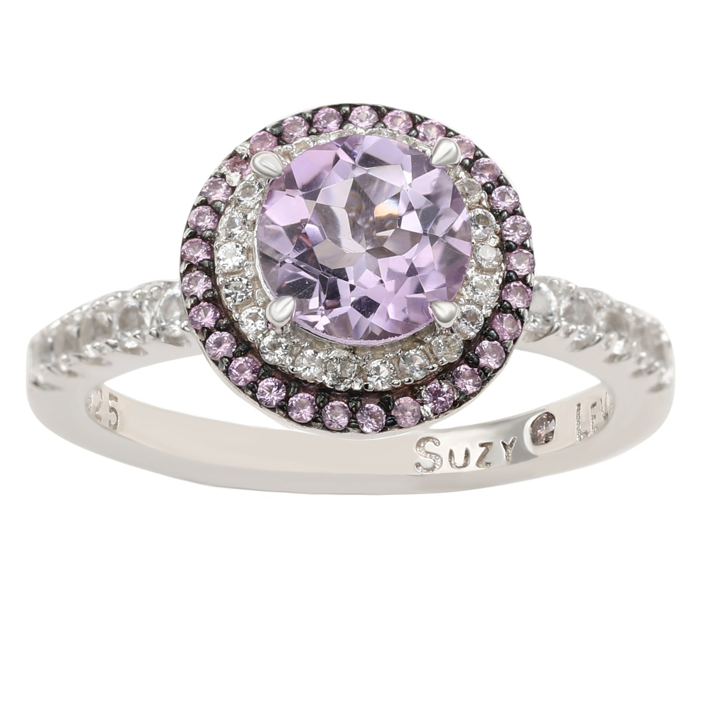 Suzy Levian Sterling Silver Purple Amethyst and Sapphire Accent Ring