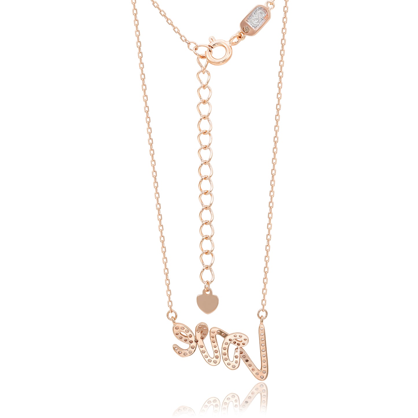Suzy Levian Rose Sterling Silver White Topaz and Diamond Accent "LOVE" Necklace