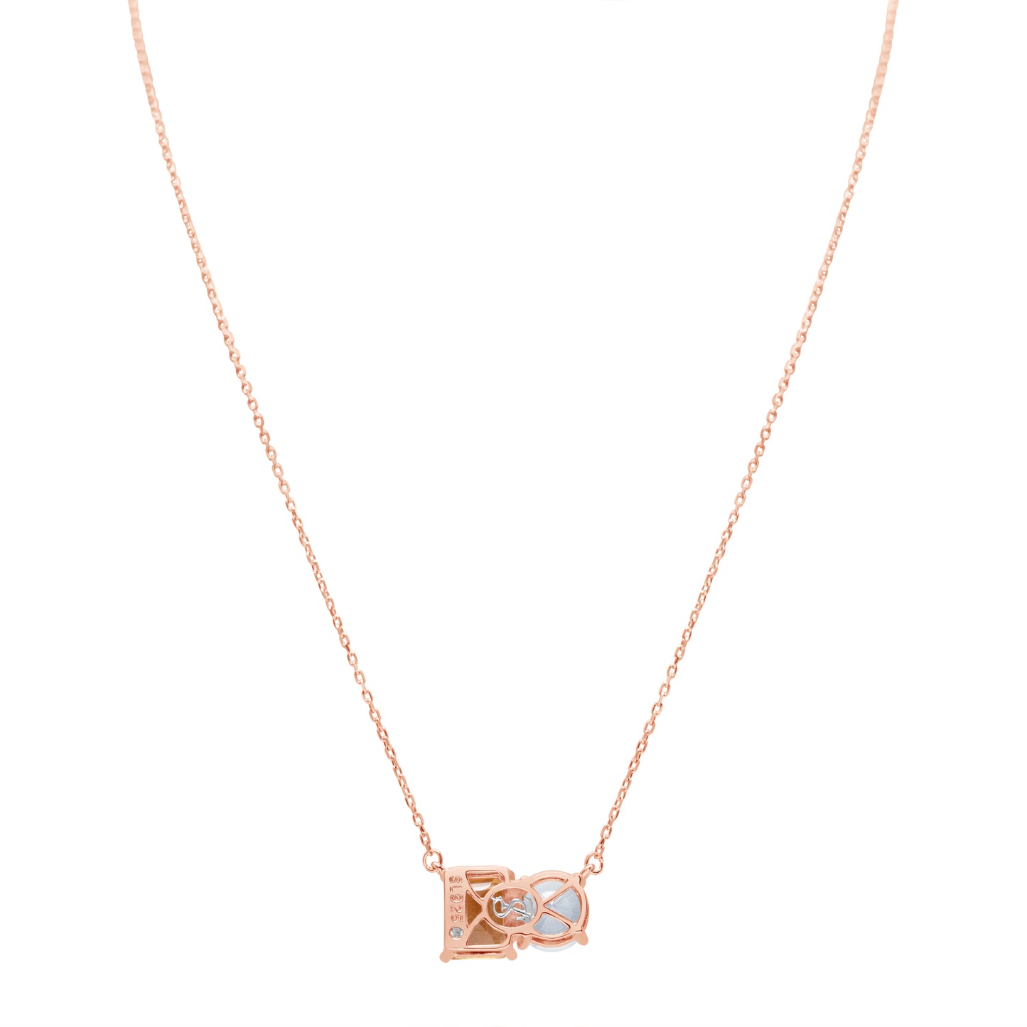 Suzy Levian Rose Sterling Silver White Topaz & Orange Citrine Two Stone Necklace