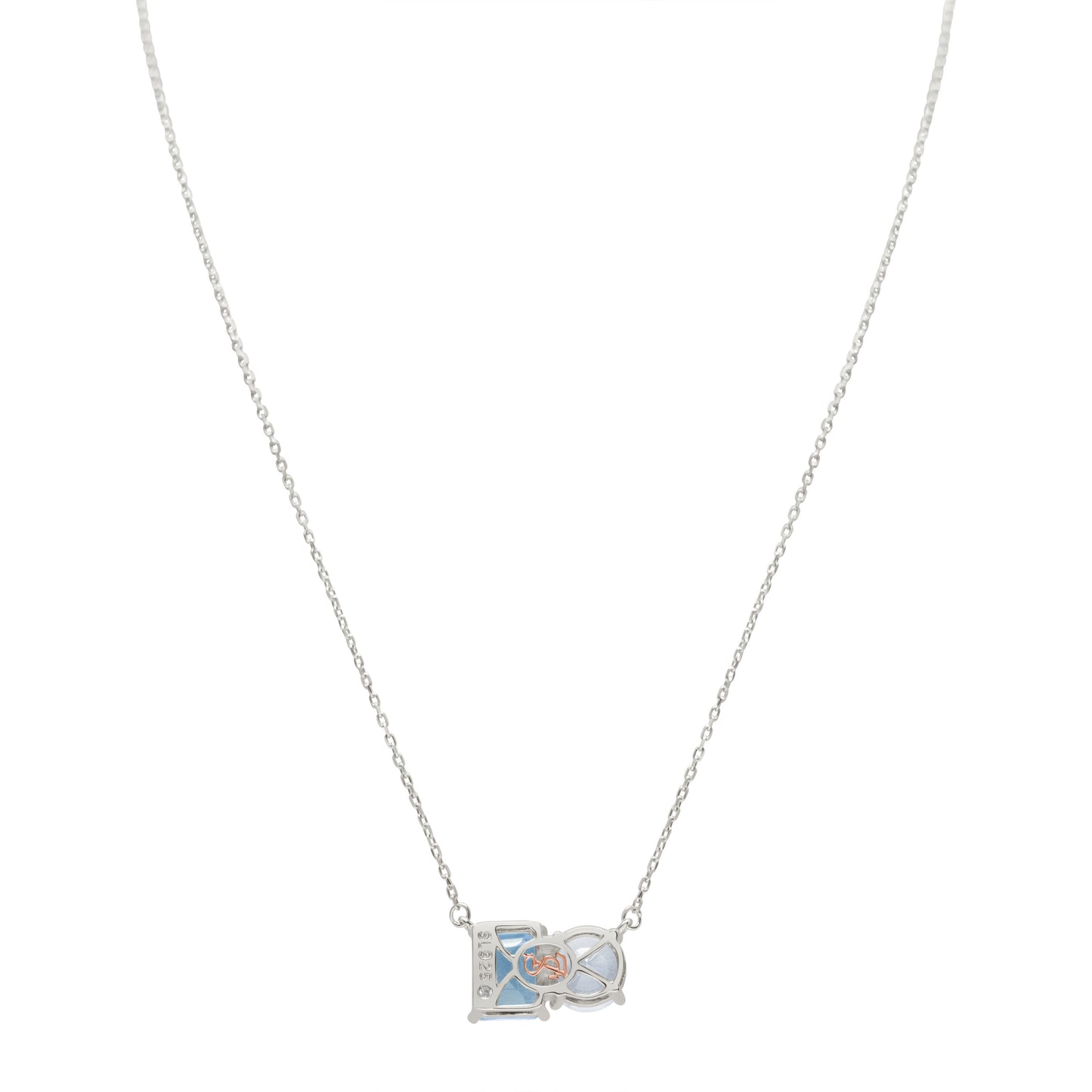 Suzy Levian Sterling Silver White Topaz & Blue Topaz Two Stone Necklace
