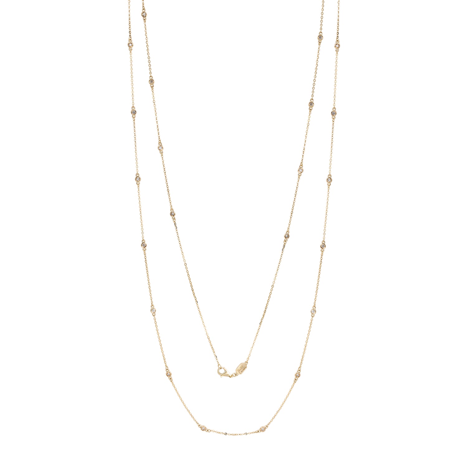 Suzy Levian 14k Yellow Gold 3/5ct TDW Bezel Diamond Station Necklace (36 inch)