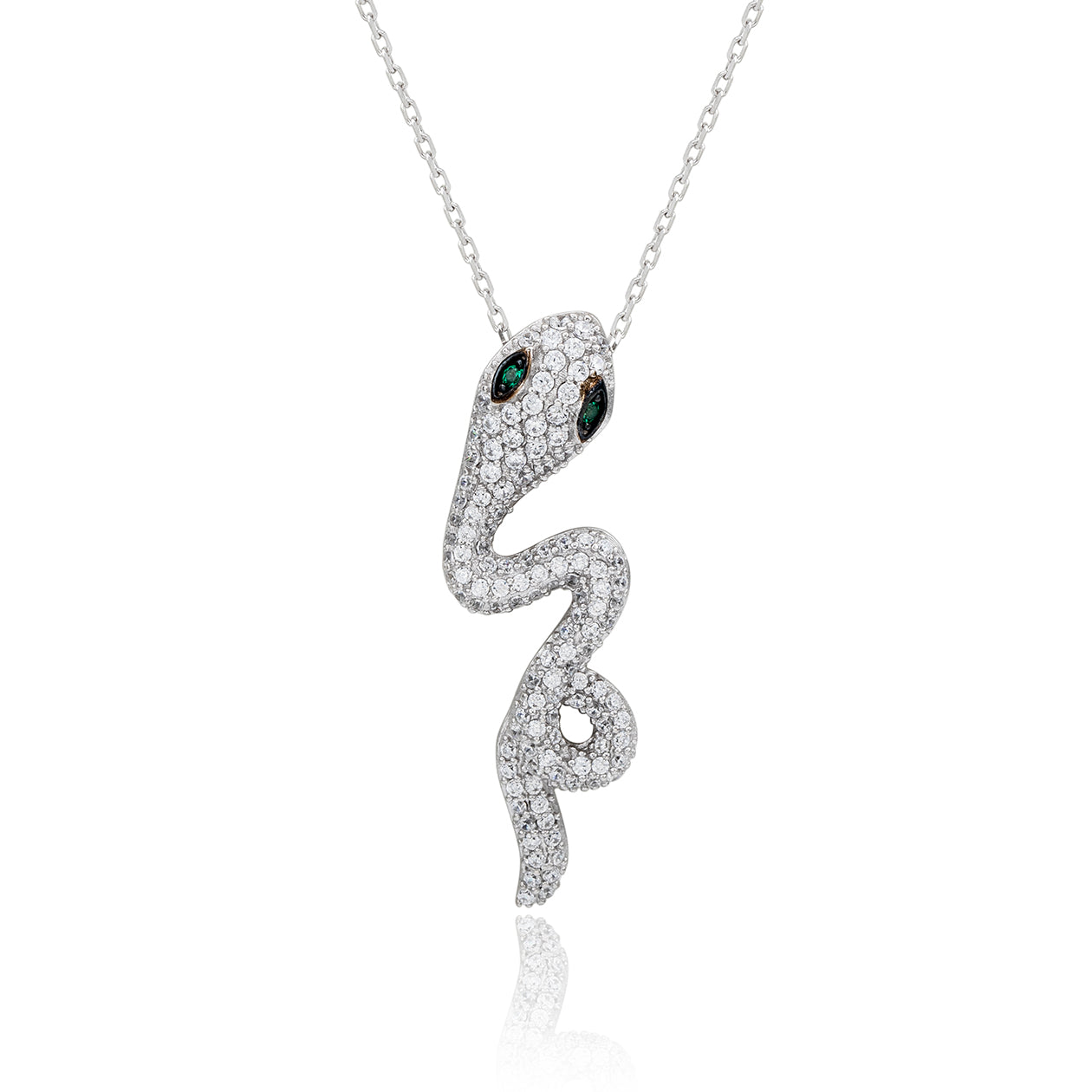 Suzy Levian Sterling Silver Cubic Zirconia Wild Snake Pendant