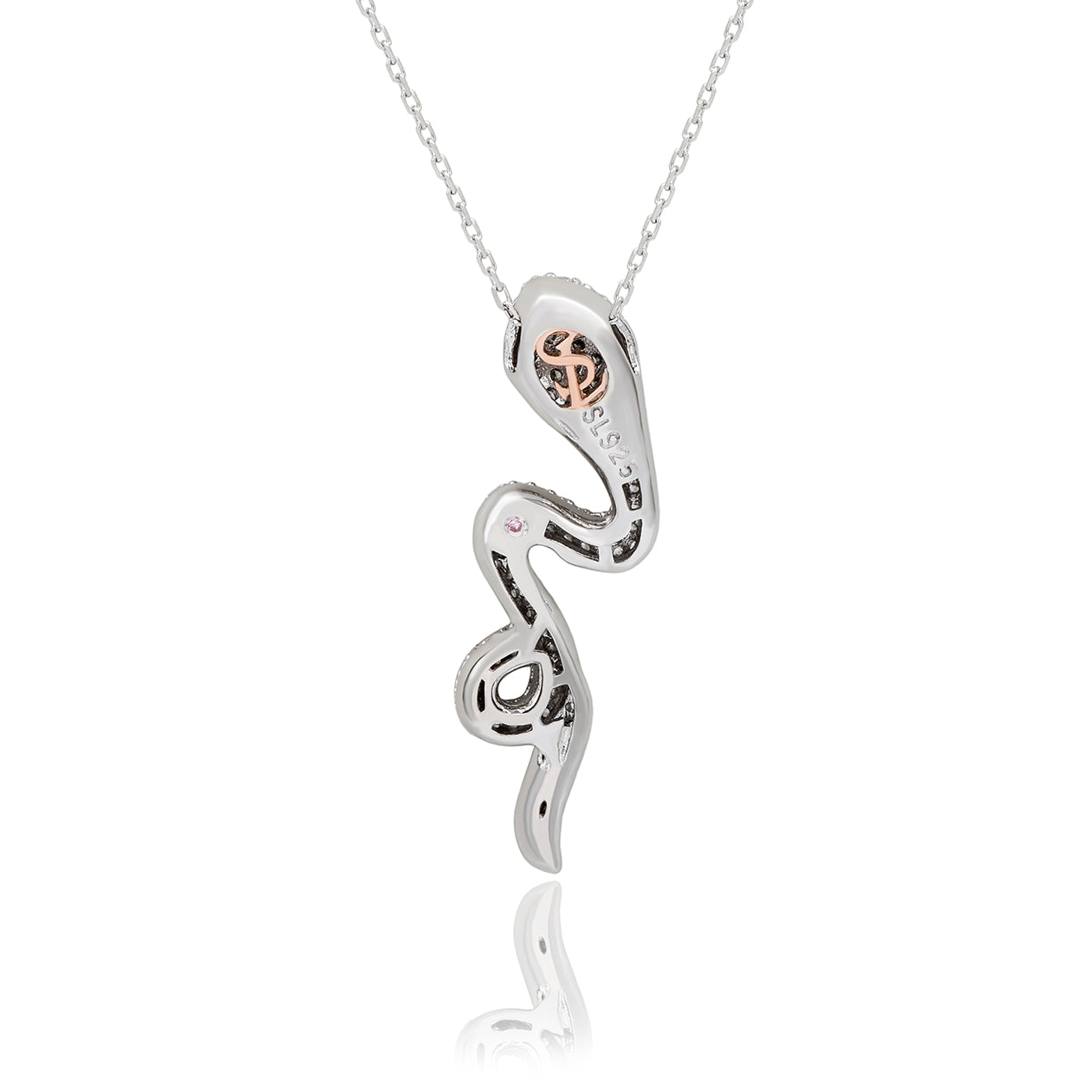 Suzy Levian Sterling Silver Cubic Zirconia Wild Snake Pendant