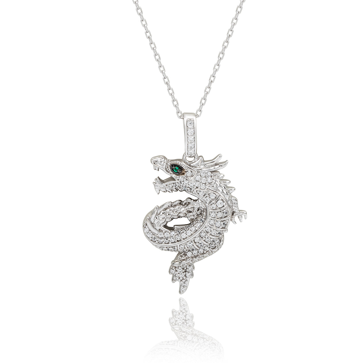 Suzy Levian Sterling Silver White Cubic Zirconia Year Of The Dragon Pendant Necklace