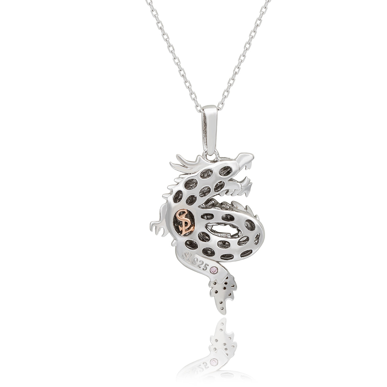 Suzy Levian Sterling Silver White Cubic Zirconia Year Of The Dragon Pendant Necklace