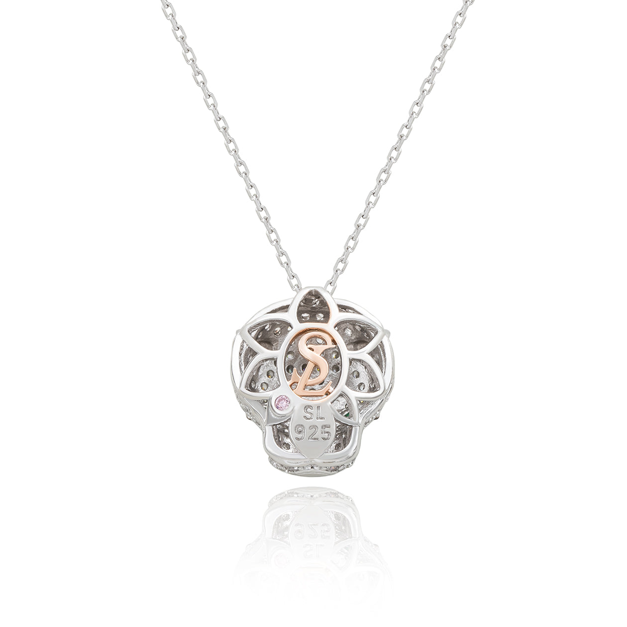 Suzy Levian Sterling Silver White Cubic Zirconia Panther Pendant Necklace