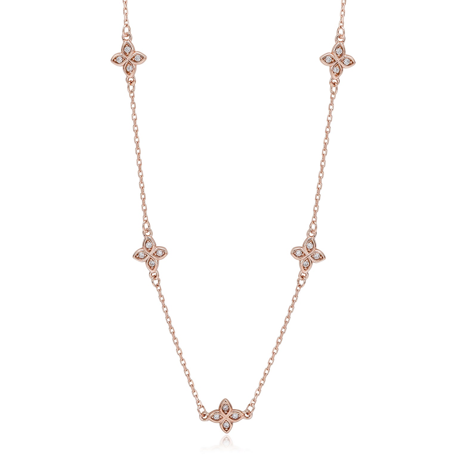 Suzy Levian Rose Sterling Silver White Cubic Zirconia Flower