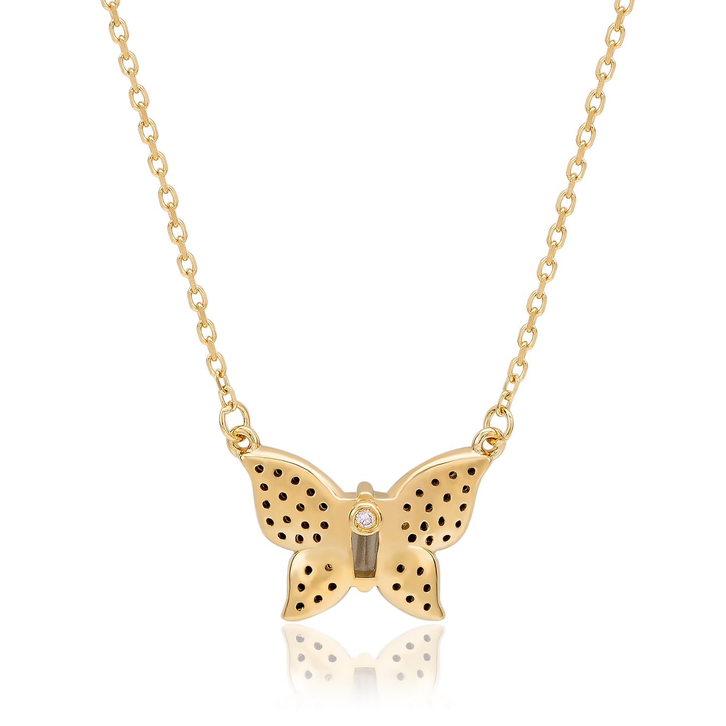 Suzy Levian Yellow Sterling Silver Black Cubic Zirconia Butterfly Necklace