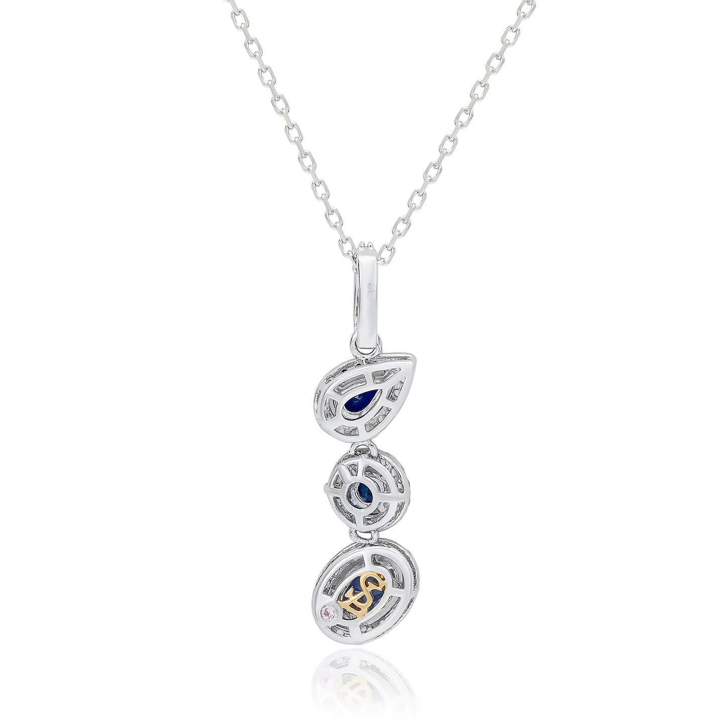 Suzy Levian Sterling Silver Blue Sapphire & Diamond Accent Multi-Shape Drop Pendant